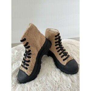 Internationally Blank Sherpa High Top Lug Sneakers Beige Fall New In Box 38